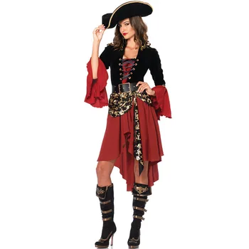 Seksualus suaugusi Karibų Piratų kostiumai Helovyno Karnavalas Šalies Piratų Kapitonas Cosplay Suknelė
