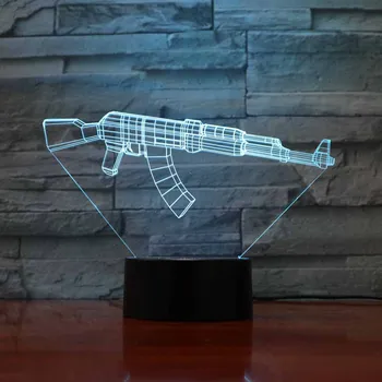 [Septynių Neon]nemokamas Pristatymas ginklą Akrilo 7Colors Stalo Lempos 3D Lempos Naujovė Led Nakties Šviesos Millennium Falcon Šviesos