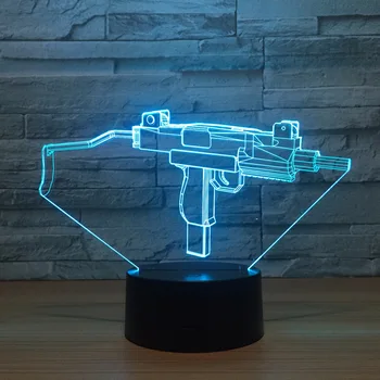[Septynių Neon]nemokamas Pristatymas ginklą Akrilo 7Colors Stalo Lempos 3D Lempos Naujovė Led Nakties Šviesos Millennium Falcon Šviesos