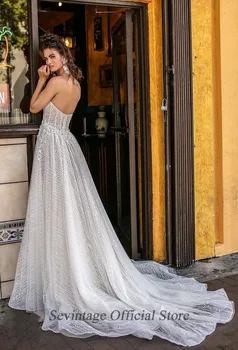 Sevintage Linijos Bohemijos Vestuvių Suknelės, Nėriniai Appliqued Brangioji Šalies Garden Beach Vestuvinės Suknelės vestidos de novia 2020 m.