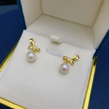 Shipei Romantiškas Mielas 925 Sterling Silver Pearl Greated Moissanite Vestuvių Fine Jewelry Dalyvavimas 18K Yellow Gold Auskarai