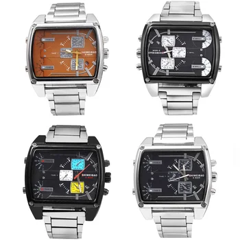 SHIWEIBAO Vyrų Laikrodžiai Didelis Ciferblatas Prabangos Prekės ženklo Mados Mens Kvarco Žiūrėti įvairių Laiko Zonų Vandeniui Vyrų Laikrodis Auto Data relojes