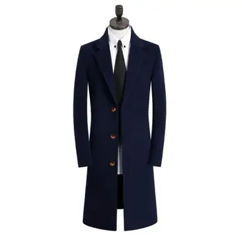 Single-breasted atsitiktinis vilnoniai paltai vyrams tranšėjos paltai ilgomis rankovėmis paltas mens kašmyro paltai casaco masculino anglija chaki 9XL