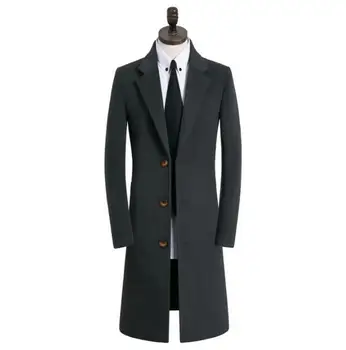 Single-breasted atsitiktinis vilnoniai paltai vyrams tranšėjos paltai ilgomis rankovėmis paltas mens kašmyro paltai casaco masculino anglija chaki 9XL