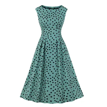 SISHION Polka Dot 2021 Naujas Moterų Vasaros Suknelė VD1561 Rankovių Žalia Elegantiška Vintage Stiliaus 