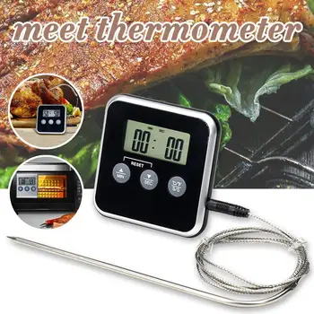 Skaitmeninis GRILIS Mėsos Termometras Grilis Orkaitės Thermomet Su Laikmačiu & Nerūdijančio Plieno Zondas Virimo Virtuvė Termometras