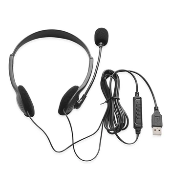 Skambučių Centras Aiškus Balsas Su Mikrofonu Internetinių Mokymo USB Laidinio Kompiuterio, Ausinės Verslo Apimtis Kontrolės PC Triukšmo Mažinimas