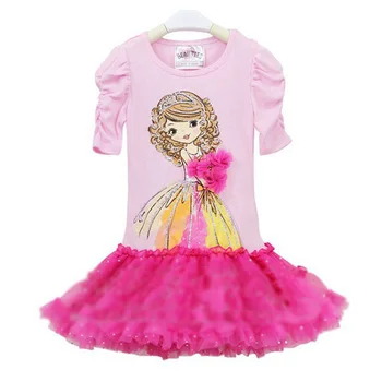 SOSOCOER Gėlių Mergaitė Princesė Suknelė Summer Cartoon Dviračių Mergaičių Suknelės Aukštos Kokybės Nėriniai Vaikai Šalis Suknelė Cute Kūdikių Drabužiai