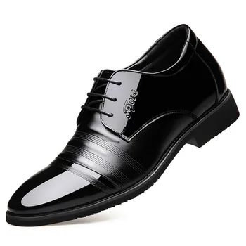 Spalvingas kilnus padidinti kvėpuojantis vyriški odiniai batai nauja suknelė oda verslo atsitiktinis padidinti Anglijoje smailianosiai batai vyrai
