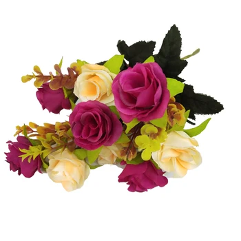 Spalvingas šilko rožė nuotakos puokštė dirbtinių gėlių rožių puokštė apdailos netikrą gėlių vestuvių puokštė geriausiai parduodamų 2020 m.