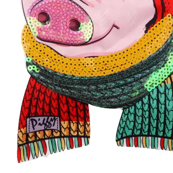 Spausdinimo didelis kiaulių lopai striukės,gyvūnų, animacinių filmų emblemos džinsai,aplikacijos JW-246