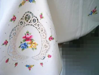 Specialių kryželiu staltiesė rožės senoji Šanchajaus rankomis siuvinėti lova padengti medvilnės tuščiaviduriai staltiesė