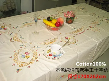 Specialių kryželiu staltiesė rožės senoji Šanchajaus rankomis siuvinėti lova padengti medvilnės tuščiaviduriai staltiesė