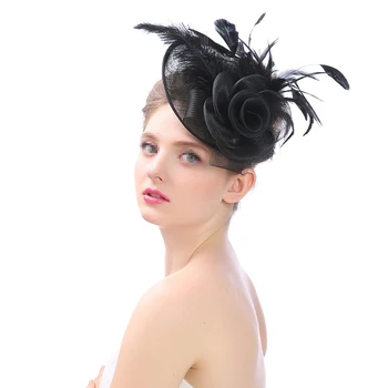 Stilinga Nuotaka Skrybėlę Stručių Ir Plaukus Linų Spalvos Galvos Apdangalas Pokylių Skrybėlę Britų Elegantiška Vestuvių Fotografija Bžūp