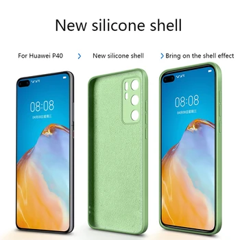 Straight edge vientisos spalvos skystis silikono telefoną atveju Huawei 30 P40 Pro Mate 20 30 Pro Nova 7 Se atveju