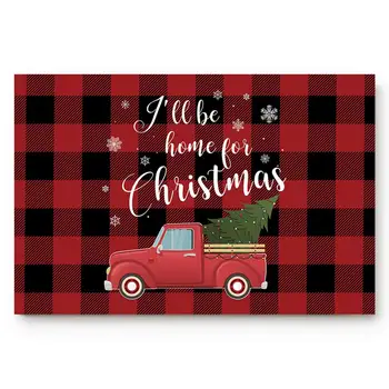 Sunkvežimis su Kalėdų Eglutė Namų dekoro Grindų Durų Kilimėlis Snaigės ant Raudonos Buffalo Tinklelis Doormats Ne Slydimo Virtuvės Kilimas