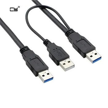 Super greitis USB 3.0 galios Y du A Male į USB Male už išorinį Standųjį Diską