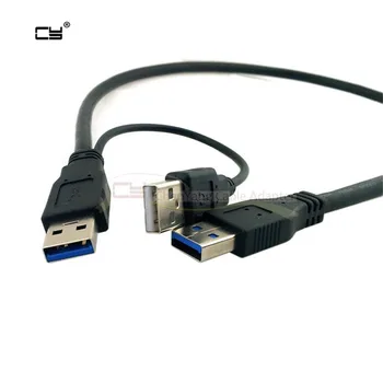Super greitis USB 3.0 galios Y du A Male į USB Male už išorinį Standųjį Diską