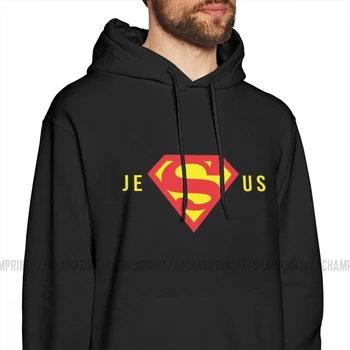 Super Jėzus Vyrų Gobtuvu Palaidinukė Medvilnės Derliaus Krikščionių Dievas Hoodies Pilka Hoodie Marškinėliai