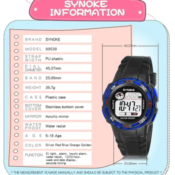SYNOKE Skaitmeniniai laikrodžiai vaikams Universalus Vaikų Žiūrėti Šviesos Vandeniui Judėjimo Studentų LED Watch orologi bambini #N03