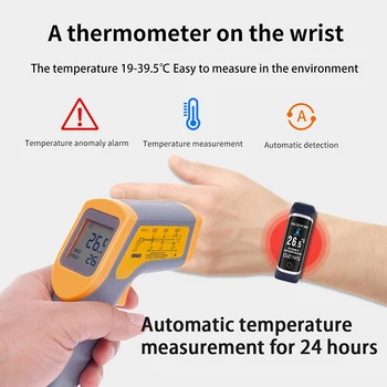 T4 Fitness Tracker Baterija Kūno Temperatūra Smart Apyrankę LCD Ekranas atsparus Vandeniui Kraujo Spaudimą, Širdies ritmą Laikrodis