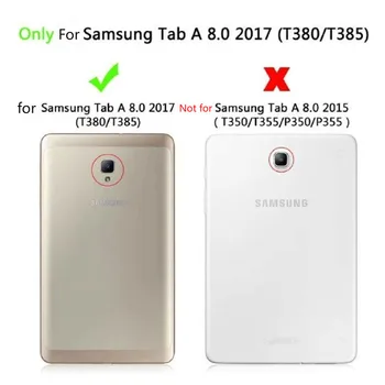Tab 8.0 2017 T380 360 Laipsnių Besisukantis Odos Flip Cover Case for Samsung Galaxy Tab 8.0 2017 SM-T380 SM-T385 Tablet Stiklo