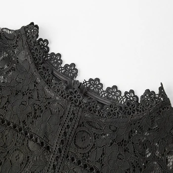 TAOYIZHUAI Vasaros Naują Atvykimo Juodos spalvos, Didelis Dydis Atsitiktinis Stilius-Line O-Kaklo Kelio Ilgis Elegantiškas Moteris Nėrinių Suknelė 11698