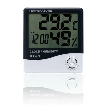 Termometras Skaitmeninis LCD Drėgmėmačiu Drėgmės Matuoklis Kambario Temperatūros Patalpoje Laikrodis