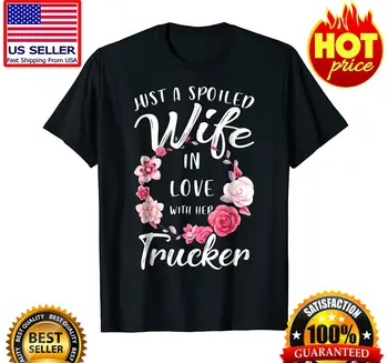 Tiesiog Sugadina Žmona Meilės Su Savo Trucker Gėlių Shirt, Derliaus Vyrams, Dovanų Tee