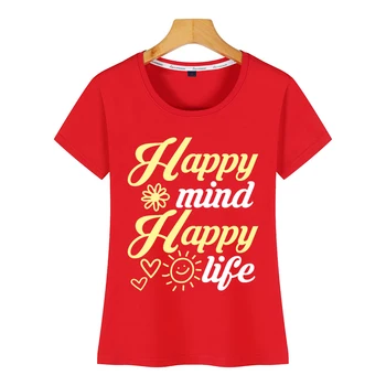 Topai Marškinėliai Moterims Laimingas Protas Laimingą Gyvenimą Seksualus Harajuku Spausdinti Moterų Marškinėliai