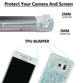 TPU Case For Samsung galaxy S5 S6 S6edge S9 S9Plus Padengti Širdies Dinamiškas, Spalvinga Smėlio Dreni Aišku Telefonas Coque Atveju Funda