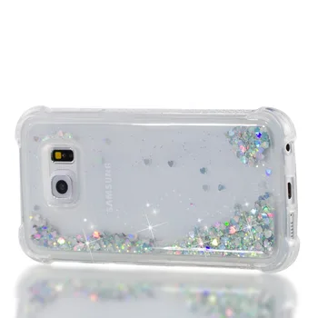 TPU Case For Samsung galaxy S5 S6 S6edge S9 S9Plus Padengti Širdies Dinamiškas, Spalvinga Smėlio Dreni Aišku Telefonas Coque Atveju Funda