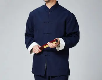 Tradicinis kinų Vyrų grynas cottonmartial menų tango kostiumai apranga vyrų Vyrų jacketkung futai chi vienodos mėlynos
