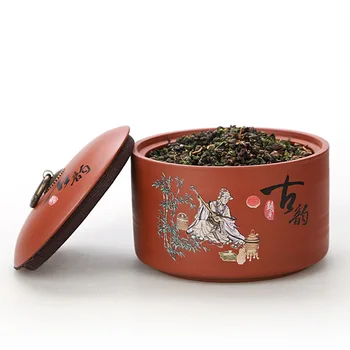 Tradicinės Kinų Stiliaus Arbatos Talpinimo Raudonos Molio Arbatos Jar Augalų Modelis Kavos Saugojimo Gali Maisto Konteineryje Namų Dekoracijos