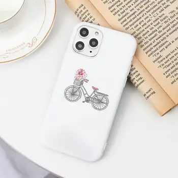 Turistinis dviratis Telefono dėklas Candy Spalva Balta iPhone 11 pro XS MAX 8 7 6 6S Plus X 5S SE 2020 XR
