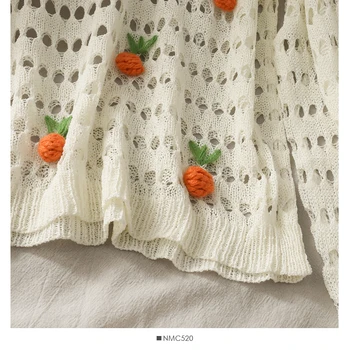 Tuščiaviduriai Iš Moterų Megztiniai Moterims Atsitiktinis 3D Vaisių Siuvinėjimo Megztiniai Lady Skylę Megztiniai Puloveriai
