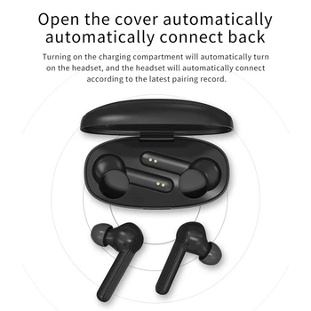 TWS Ausinės Belaidžio Ergonomiškas Bluetooth 5.0 Sporto Ausinių Stereo laisvų Rankų įranga su Įkrovimo Lauke Built-in Mikrofono Juoda
