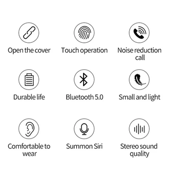 TWS Ausinės Belaidžio Ergonomiškas Bluetooth 5.0 Sporto Ausinių Stereo laisvų Rankų įranga su Įkrovimo Lauke Built-in Mikrofono Juoda