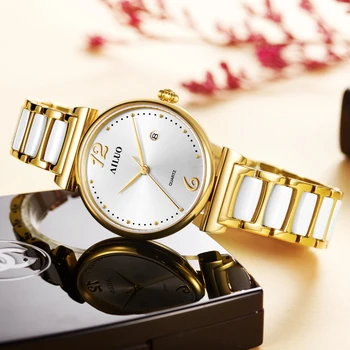 Ultra-plonas Ponios Prancūzija AILUO Prabangos Prekės ženklo Moterų Laikrodžiai Japonijoje MIYOTA Kvarco Judėjimas Sapphire atsparus Vandeniui Diamond Laikrodis A7623