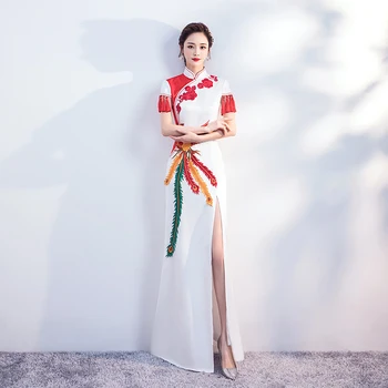 Undinė Šalies Moterų Grindų Ilgio Suknelė Kinų Stiliaus Elegantiškas Banketų Ilgai Qipao Moterų Slim Prom Cheongsam Chalatai Vestido S-XXXL