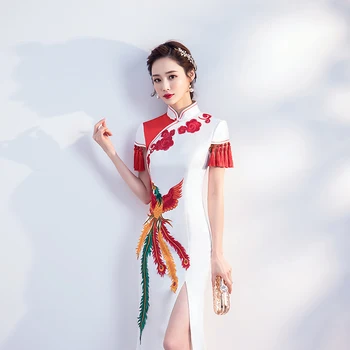 Undinė Šalies Moterų Grindų Ilgio Suknelė Kinų Stiliaus Elegantiškas Banketų Ilgai Qipao Moterų Slim Prom Cheongsam Chalatai Vestido S-XXXL