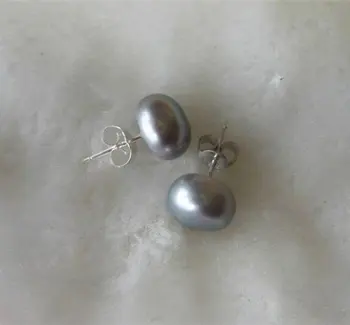 Unikalus Perlų papuošalų Parduotuvė,10mm Pilkos Spalvos Gėlavandenių Perlų Stud Auskarai Žavinga Moteris Dovaną Vestuvių Pamergės Papuošalai