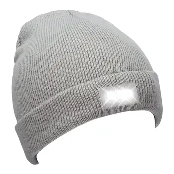 Unisex Žiemą Šilta Megzta Kepurė ryškus LED Galvos Žibintuvėlis Skrybėlę Lauko Medžioklės Naktį Žvejyba, Kempingas Ryškios Šviesos Bžūp Skrybėlę