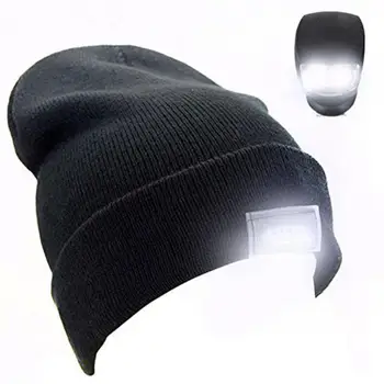 Unisex Žiemą Šilta Megzta Kepurė ryškus LED Galvos Žibintuvėlis Skrybėlę Lauko Medžioklės Naktį Žvejyba, Kempingas Ryškios Šviesos Bžūp Skrybėlę