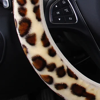 Universalus Leopardas Spausdinti Pliušinis Elastinga Automobilio Vairo Dangtelis Auto Šiltas Vairas Raštas Automobilių Stilius