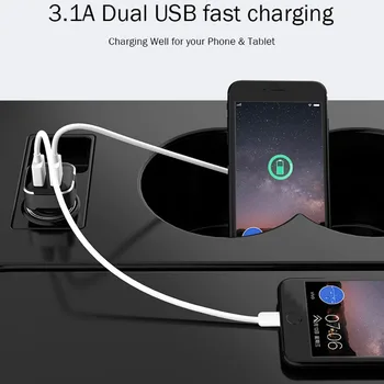 Universalus Mini Dual Port USB Automobilinis Įkroviklis 3.1 Greito Įkrovimo Per didelė įkrova Apsauga, LED Ekranas, 