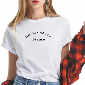Universalus Streetwear marškinėliai Moterims Minimalizmas MERGINA PAGAMINTAS Prancūzijoje Raidė T-shirts Kasdien Atsitiktinis O-kaklo trumpomis rankovėmis Marškinėlius