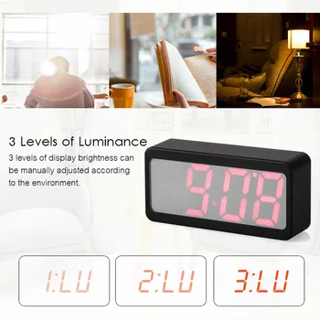 USB/Baterija Skaitmeninis LED Laikrodis-Žadintuvas Laiko/Temperatūros/Data Ekrane Besikeičiančių Spalvų Garso Valdymo Stalinis Laikrodis-Žadintuvas