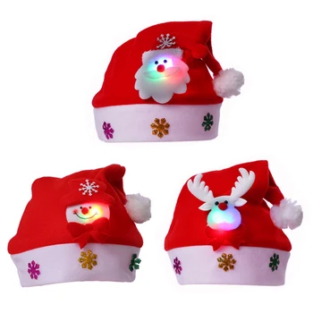Vaikai Kepurės Suaugusiųjų LED, Kalėdos, naujieji Metai Apšvietimo Kepurės Skrybėlės Kalėdų Senelio Elnių, Sniego, Kalėdų Dovanos, Berniukai, Mergaites, Vaikai Beanie Kepurė