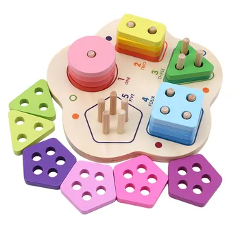Vaikams Naujas Medinis Žaislas Geometrinis Spalvinga Pažinimo Skaitmeninės Nustatyti Stulpelių Ankstyvojo Lavinimo Žaislai, Statyba Blokai